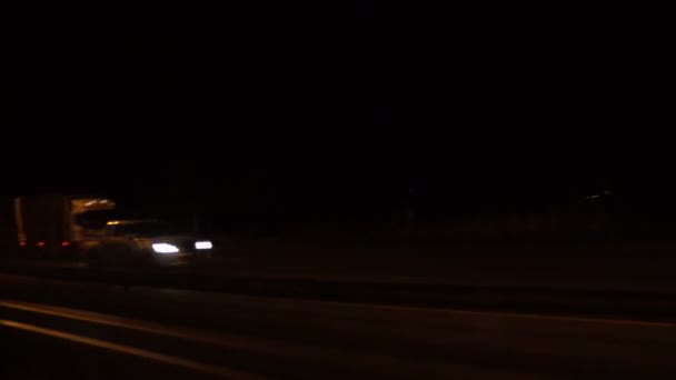 Driving Road Blurred City Lights Background — Stock Video