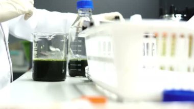 Laboratuvarda çalışan kadın bilim adamı ürünleri geliştirmek için deneyler ve araştırmalar yapıyor. 