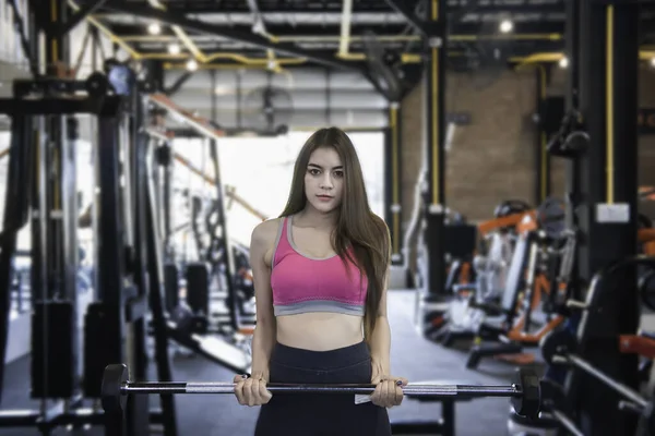 Hermosa Mujer Asiática Jugar Fitness Gimnasio Tiempo Para Ejercicio — Foto de Stock