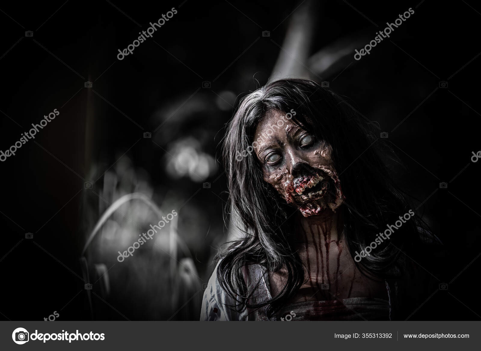 Horror Face, Creepy Scary Face, Nightmare Stock Photo, Picture and