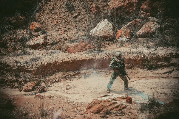 Tentara Pasukan Khusus Pada Perang Padang Pasir — Stok Foto