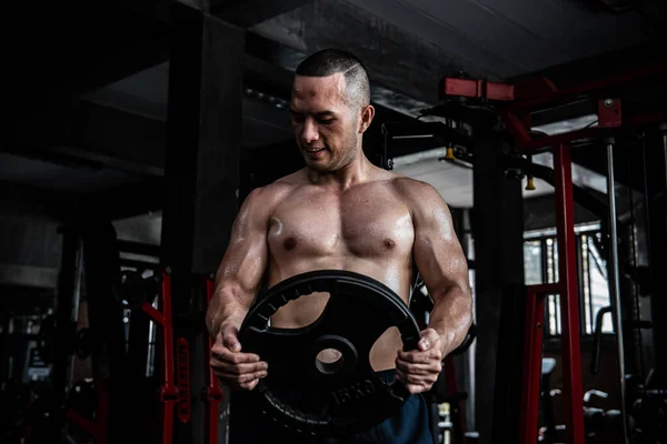 Retrato Hombre Asiático Gran Músculo Gimnasio Entrenamiento Peso Corporal —  Fotos de Stock