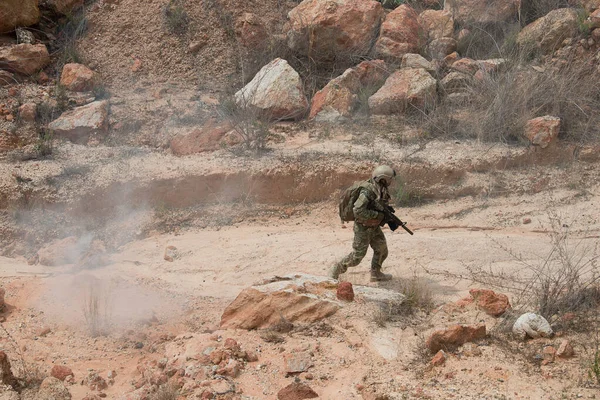 Soldiers of special forces on wars at the desert