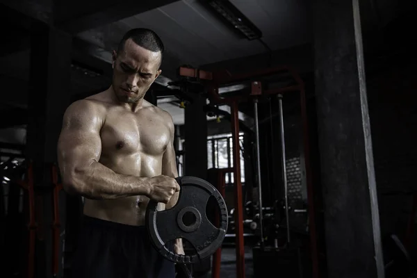 Retrato Hombre Asiático Gran Músculo Gimnasio Entrenamiento Peso Corporal — Foto de Stock