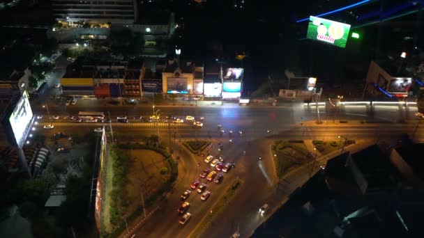 Vista Aérea Iluminación Del Paisaje Urbano Durante Noche — Vídeo de stock