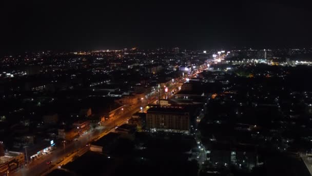 Légi Felvétel Városkép Megvilágítása Éjszaka — Stock videók
