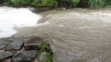 Tropikal bölgede yağmurdan sonra kirli su ile nehir manzarası