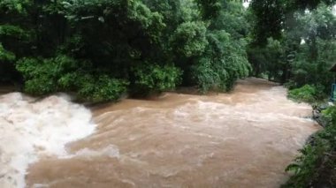 Tropikal bölgede yağmurdan sonra kirli su ile nehir manzarası