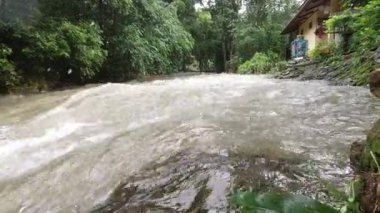 Tropikal bölgede yağmurdan sonra kirli su ile nehir manzarası