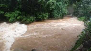 Tropikal bölgede yağmurdan sonra kirli su ile nehir manzarası