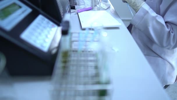 Científica Femenina Que Trabaja Realización Experimentos Laboratorio Investigación Para Desarrollar — Vídeos de Stock