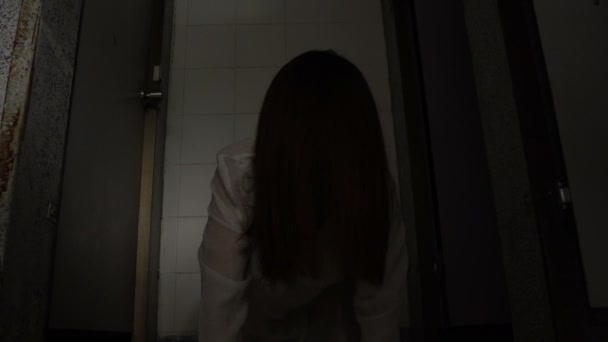 Retrato Mujer Asiática Conforman Cara Fantasma Escena Horror Fondo Miedo — Vídeos de Stock