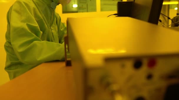 Scientists Wearing Protective Dust Suit Working Laboratory — Stock Video