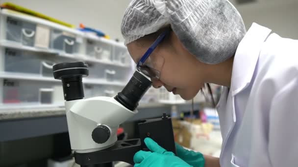 Científico Asiático Trabajando Laboratorio Investigando Para Encontrar Los Resultados Del — Vídeos de Stock