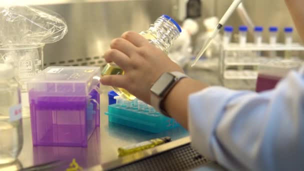 Científicos Asiáticos Que Trabajan Laboratorio Investigaciones Investigadores Para Encontrar Los — Vídeo de stock