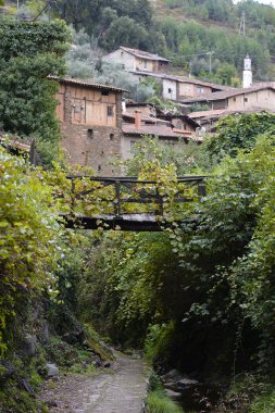 Robledillo de Gata detayı Extremadura 'daki tipik taş evler, S