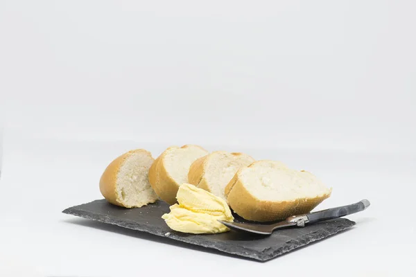 Brot-und-Butter-Frühstück mit gesunder Ernährung — Stockfoto