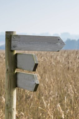 wooden post or sign to indicate direction