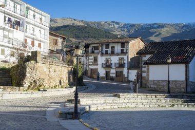 February 3, 2020 Candelario Salamanca. Street and old houses of 
