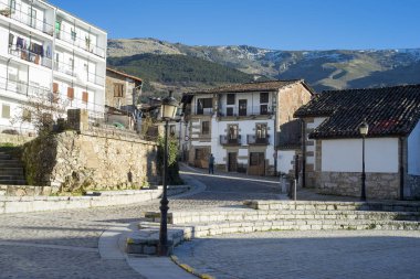 February 3, 2020 Candelario Salamanca. Street and old houses of  clipart