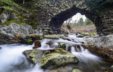 Stone bridge known as Males Bridge in Ovejuela Las Hurdes, Extre