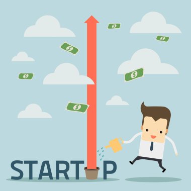 Girişim iş konsepti vektörü üzerinde iş adamı