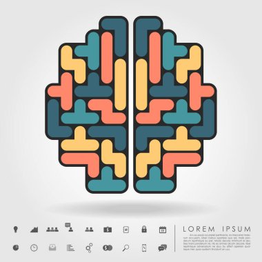 iş simgesi vektörü ile tetris bloklarından gelen beyin