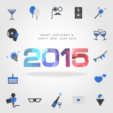 Mutlu Noeller ve yeni yılın kutlu olsun 2015 Parti ikon vektörüyle