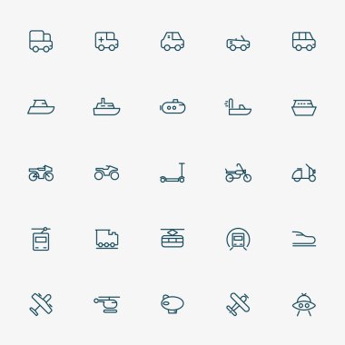 5x5 ulaşım minimal çizgi vektörü