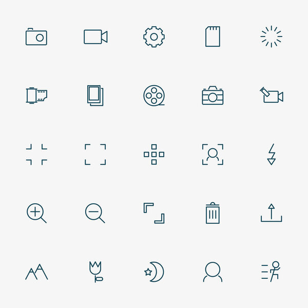 Вектор значков камер и видеолиний 5x5
