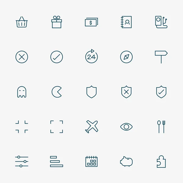 5X5 Web Iconos Línea Mínima Vector Fondo Blanco — Vector de stock