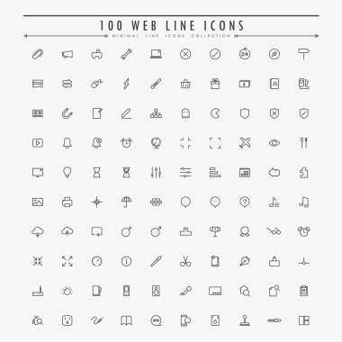 100 web taslak simgesi koleksiyon vektörü