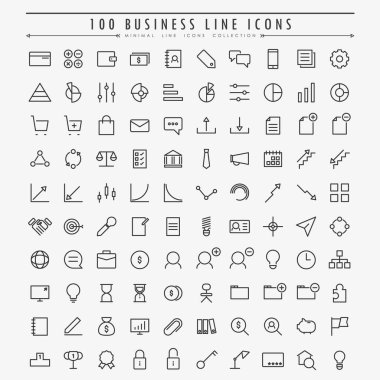 100 iş asgari çizgi simgesi vektörü