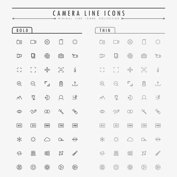 太字と細い線の概念ベクトル上のカメララインのアイコン — ストックベクタ
