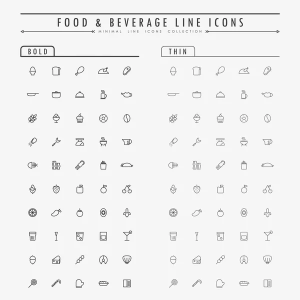 食品飲料のアウトラインアイコン太字と細い線の概念ベクトル — ストックベクタ