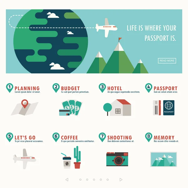 Infografik Vektörlü Seyahat Tatil Pankartı — Stok Vektör