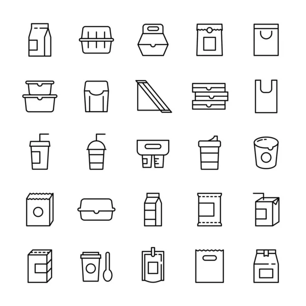 Food Packaging Beverages Line Icons Vector — Stock Vector