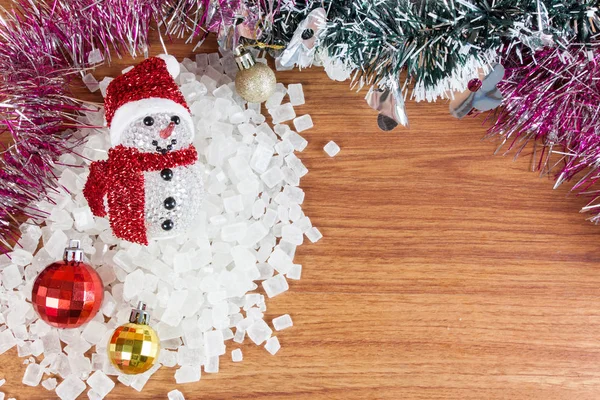 Snow Man on a pile of white crystalline — Stock Photo, Image