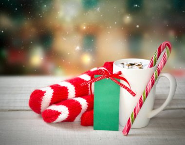 Noel Noel tatil akşam kakao kupa natürmort kartı.