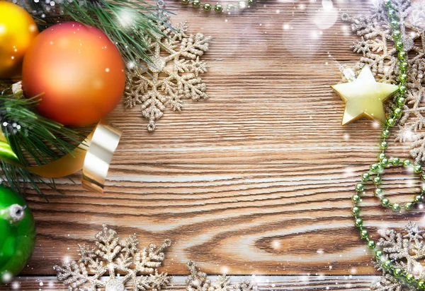 Weihnachten Holz dekoriert Hintergrund. — Stockfoto