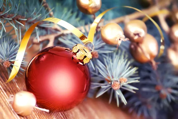 Christmas bauble golden colors  background. — Stock Photo, Image