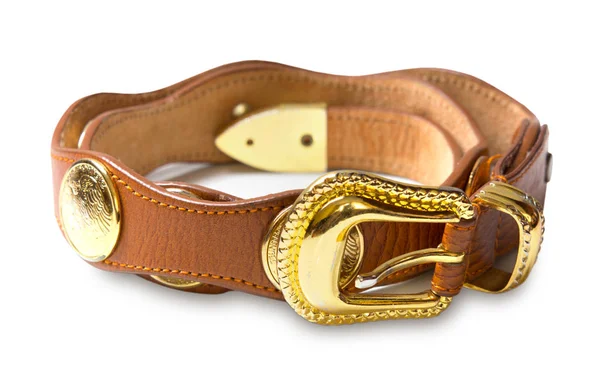 Cinturón de cintura femenina de cuero aislado en blanco . — Foto de Stock
