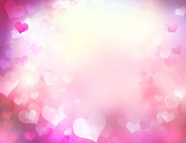 ハーツはぼやけています。バレンタイン背景のボケ味ピンク. — ストック写真