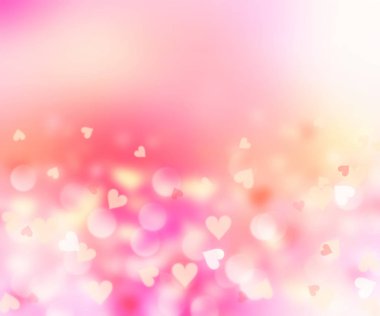 Romantik Kalp pembe arka plan bulanık. Sevgililer günü kartı.