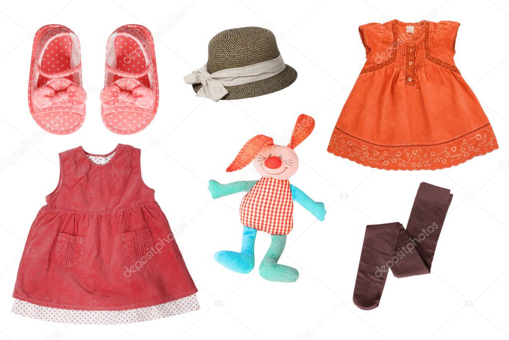 Child's clothes collage set isolated.