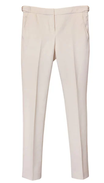 Elégant pantalon féminin beige classique isolé . — Photo