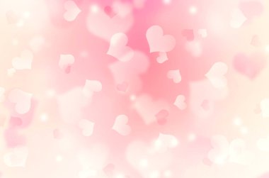 Bulanık bokeh pembe arka plan kalp şeklinde.