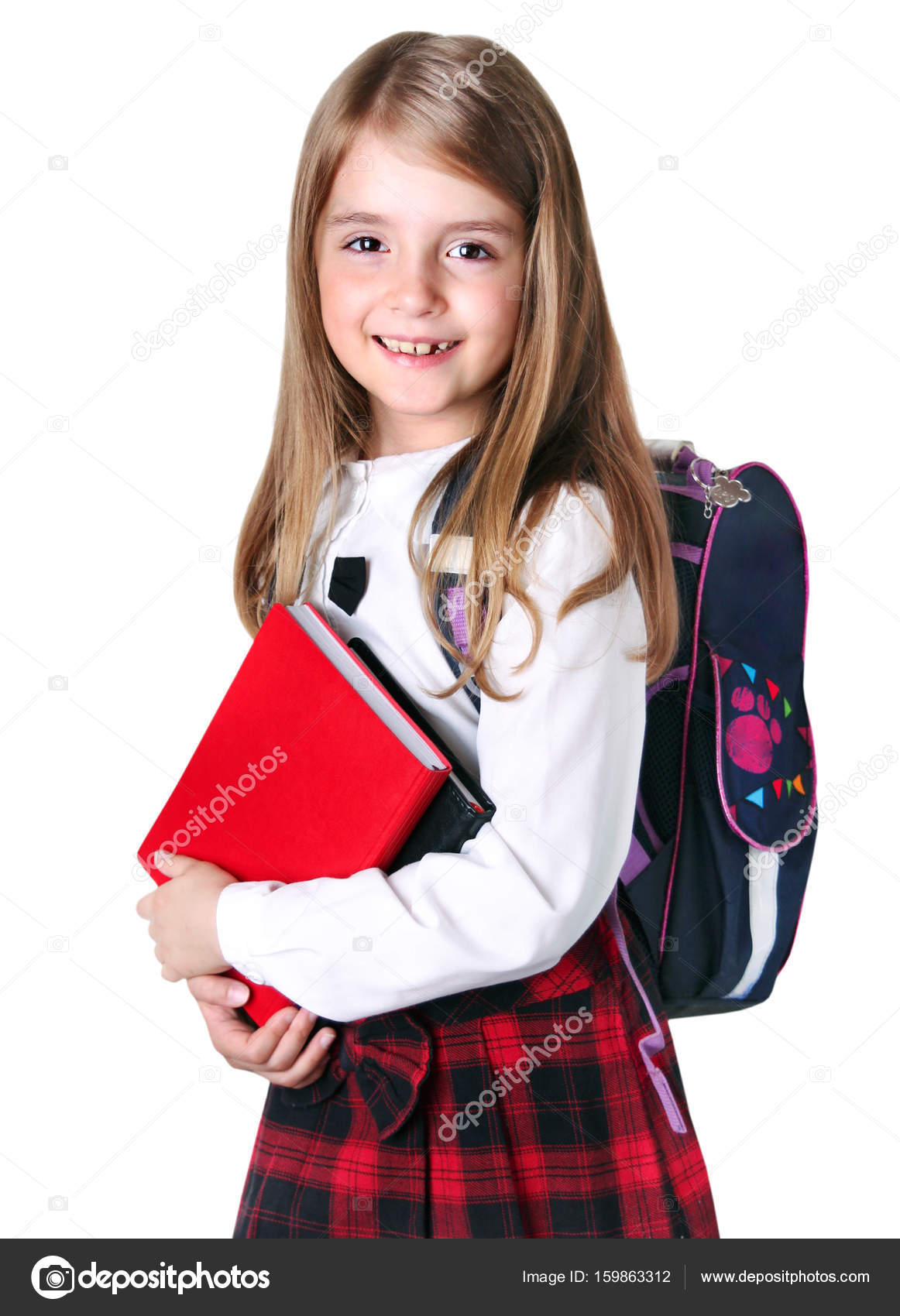 School girl child isolated on white. Stock Photo by ©NYS 159863312