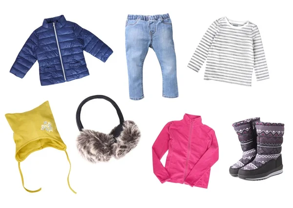 Childs roupas colagem isolado . — Fotografia de Stock