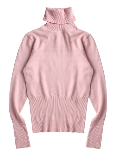 Dolcevita morbido maglione a maglia rosa isolato . — Foto Stock